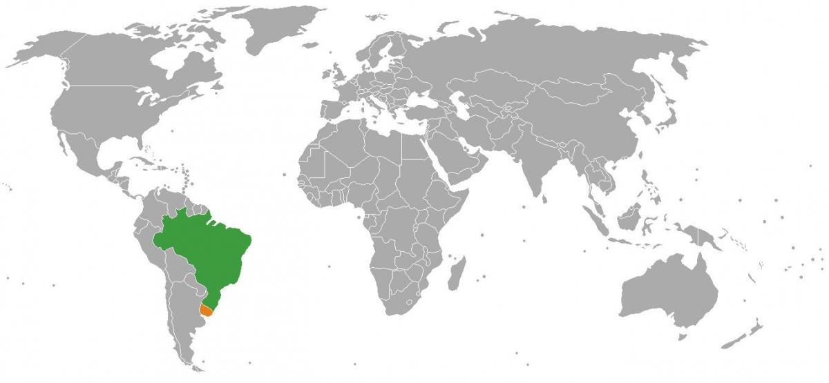 Uruguay plassering på verdenskartet