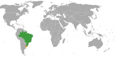 Uruguay plassering på verdenskartet
